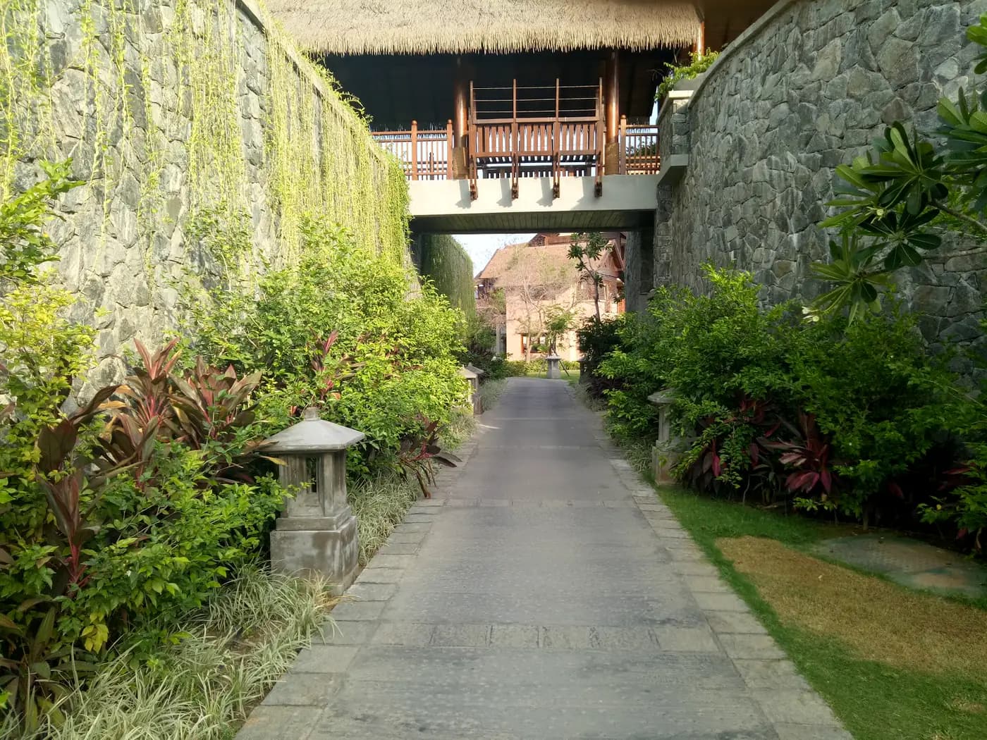 Green corridor of planting between villas at Hotel Anantaya, Pasikuda