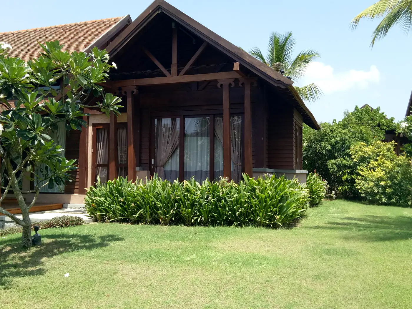 Newly established planting beds beside villas at Hotel Anantaya, Pasikuda