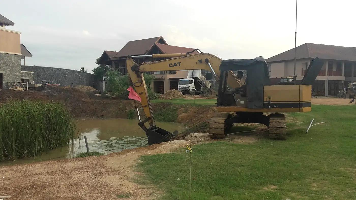 Grading and levelling during construction at Hotel Anantaya, Pasikuda